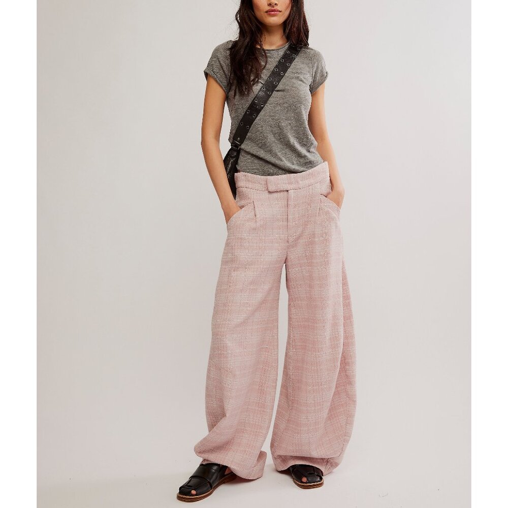 Free People Tegan Barrel Trousers Pale Mauve Size 10